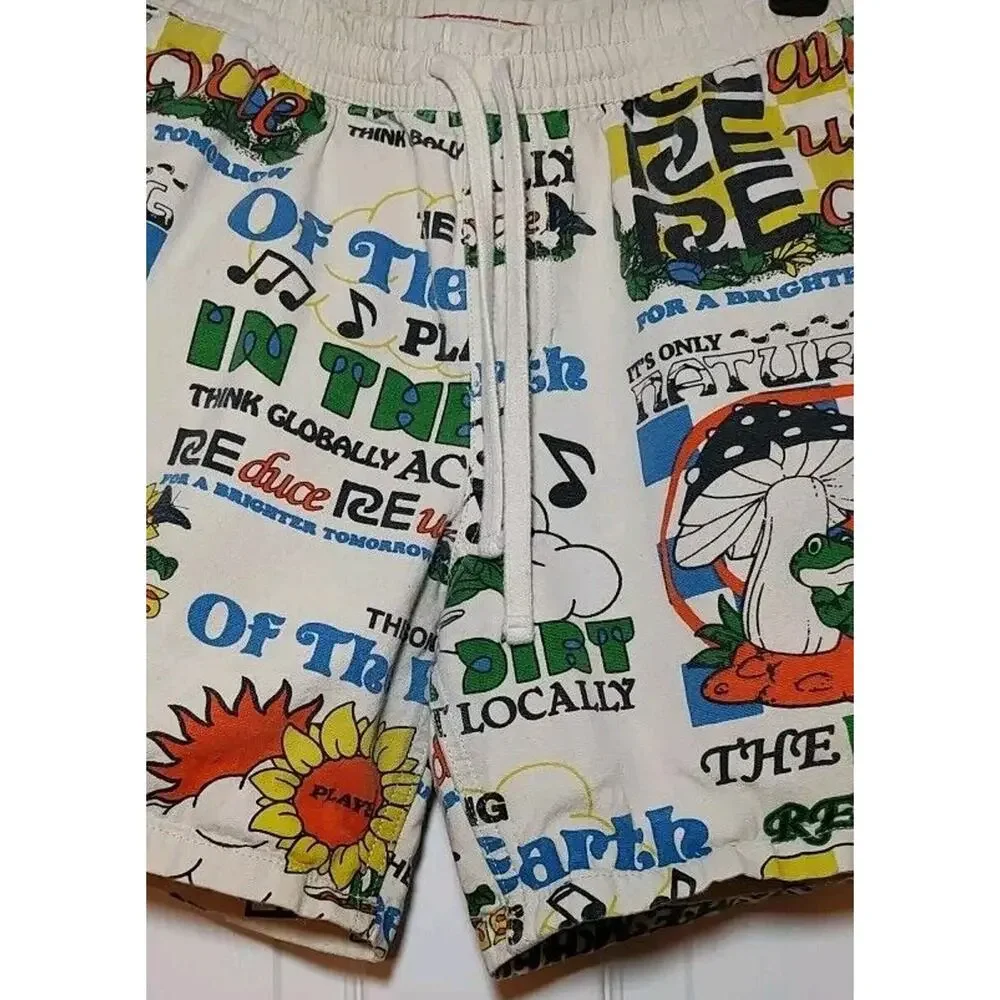 Men's Vans Eco Positivity Graphic Print Skate Beige Shorts Elastic - Small - Picture 4 of 9